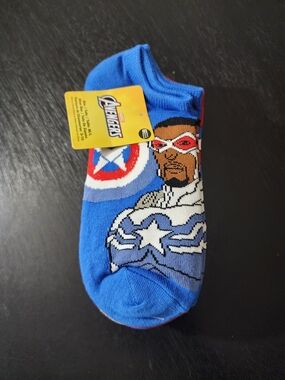 Boys 6 Pack No Show Socks Captain America M/L Avenger Knit Lightweight